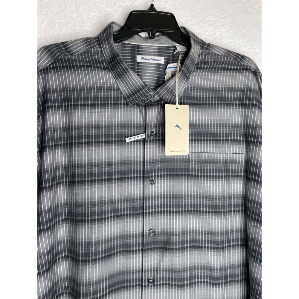 Tommy Bahama 4XLB Laslo Ombre Stripe Fog Grey Long Sleeve Button Up NWT's